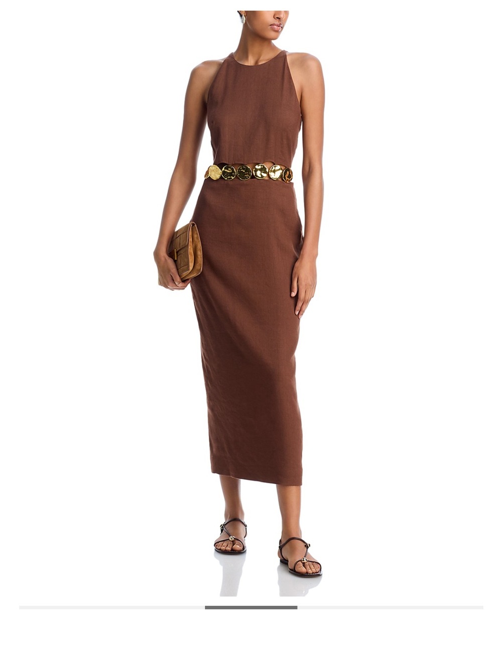 Veronica Beard Brown Maxi Dress with Gold Coin Detail Sz 14 NWT **$595**